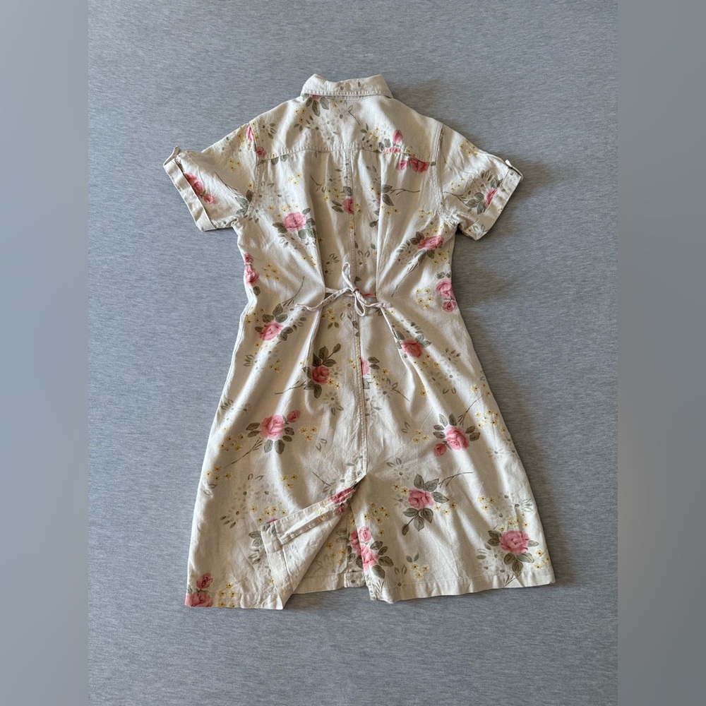 Vintage 90s “ Erika” Floral Linen-blend Dress